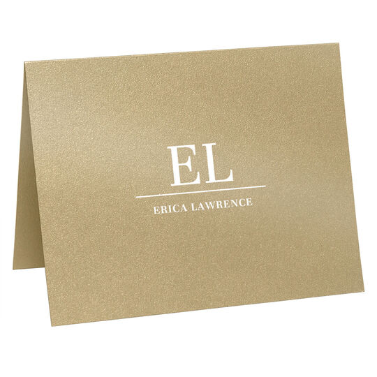 Prominent Initials Folded Shimmer Note Cards